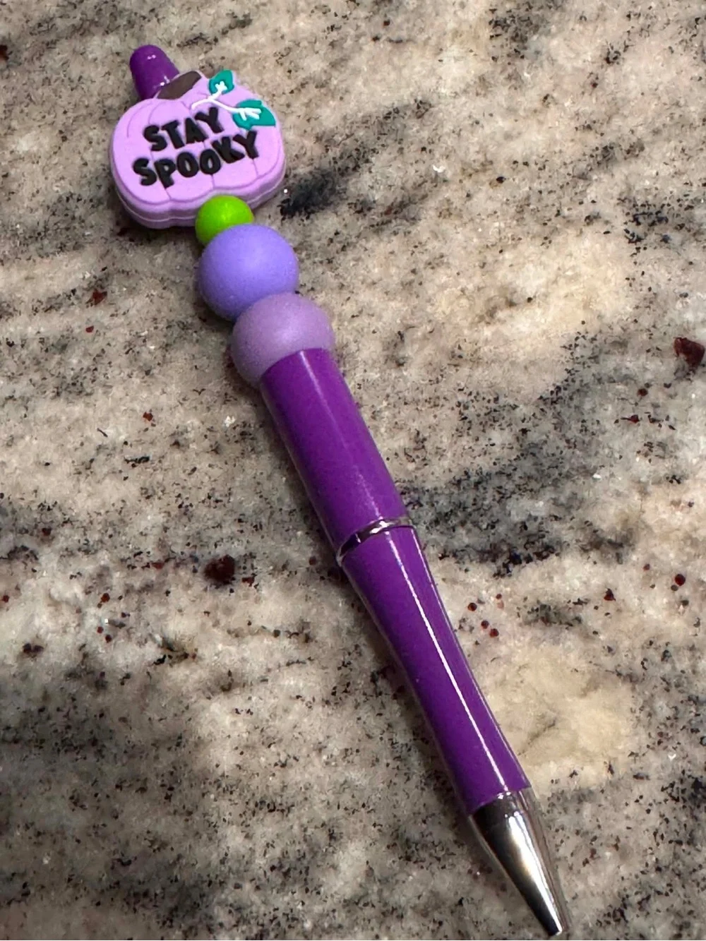 Halloween Purple Pumpkin 'Stay Spooky' Pen Topper with Green Accent NEW